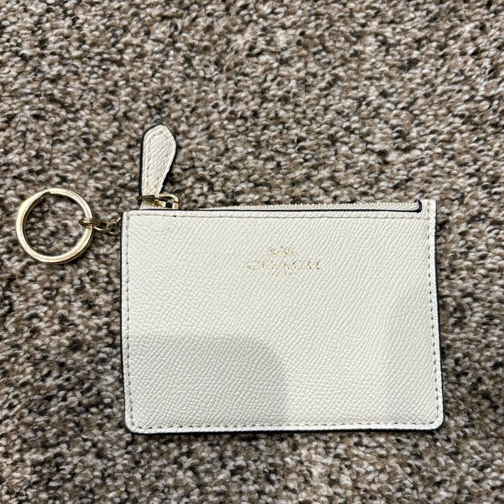 Coach Cream Leather Keychain Pouch